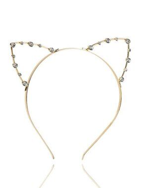 NEW Rhinestone Cat Ear Metal Headband